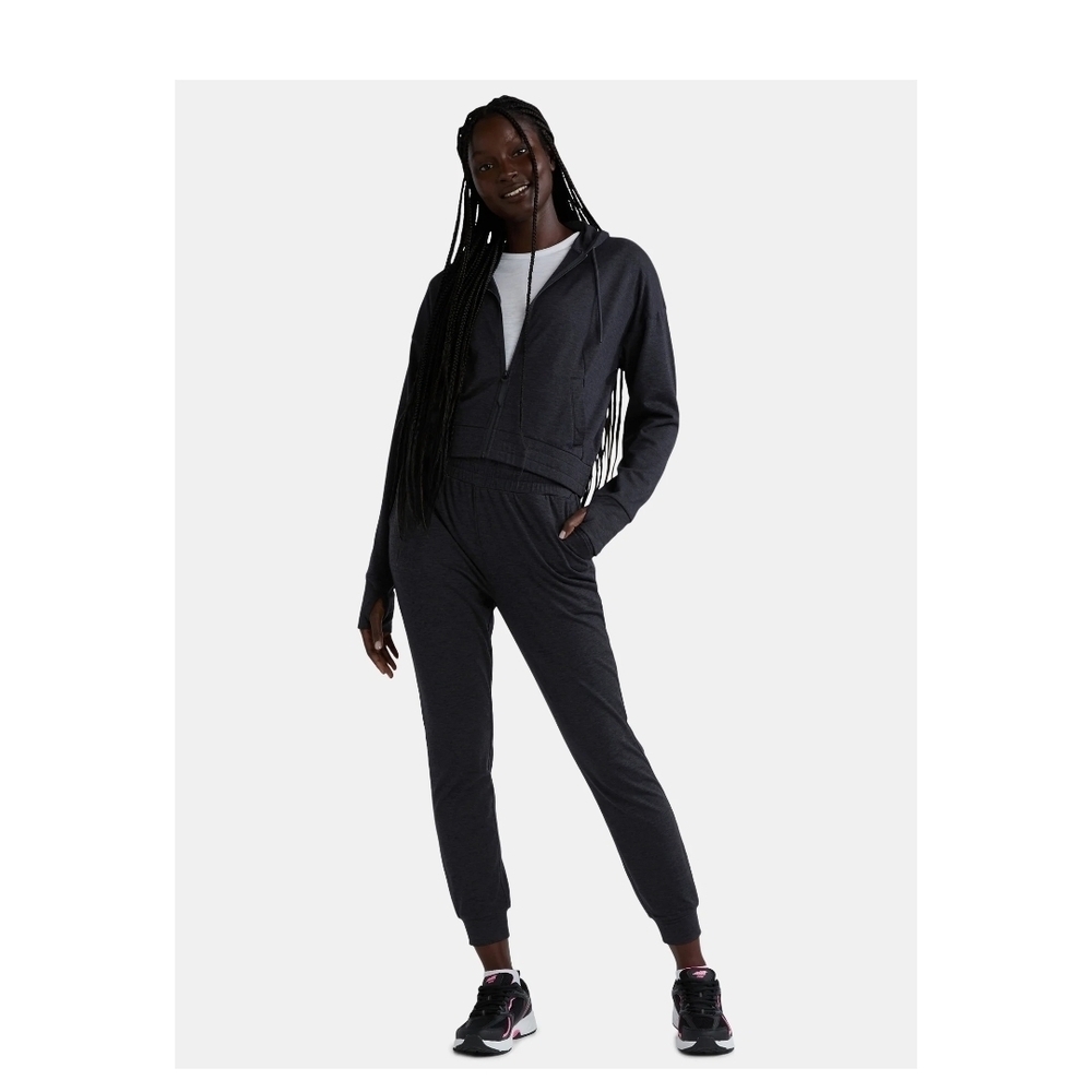 Athletic Works Black Track Pants with Tapered Legs - Picture 3 of 7